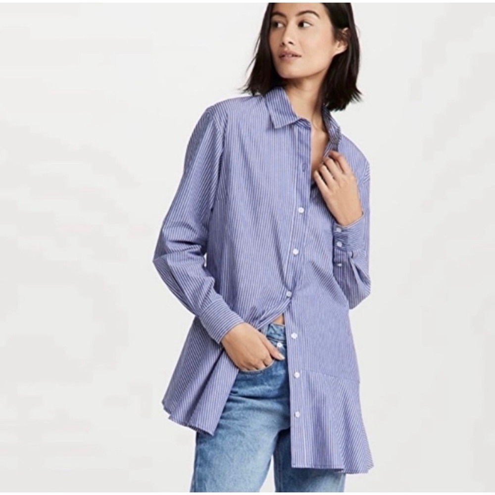 NWT Julian Gold Veronica Beard GIlda Asymmetrical Peplum Shirt Top Womens 4